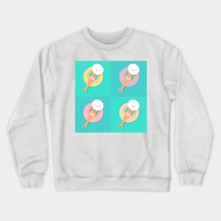 Woman with hat floating on rubber ring collage Crewneck Sweatshirt